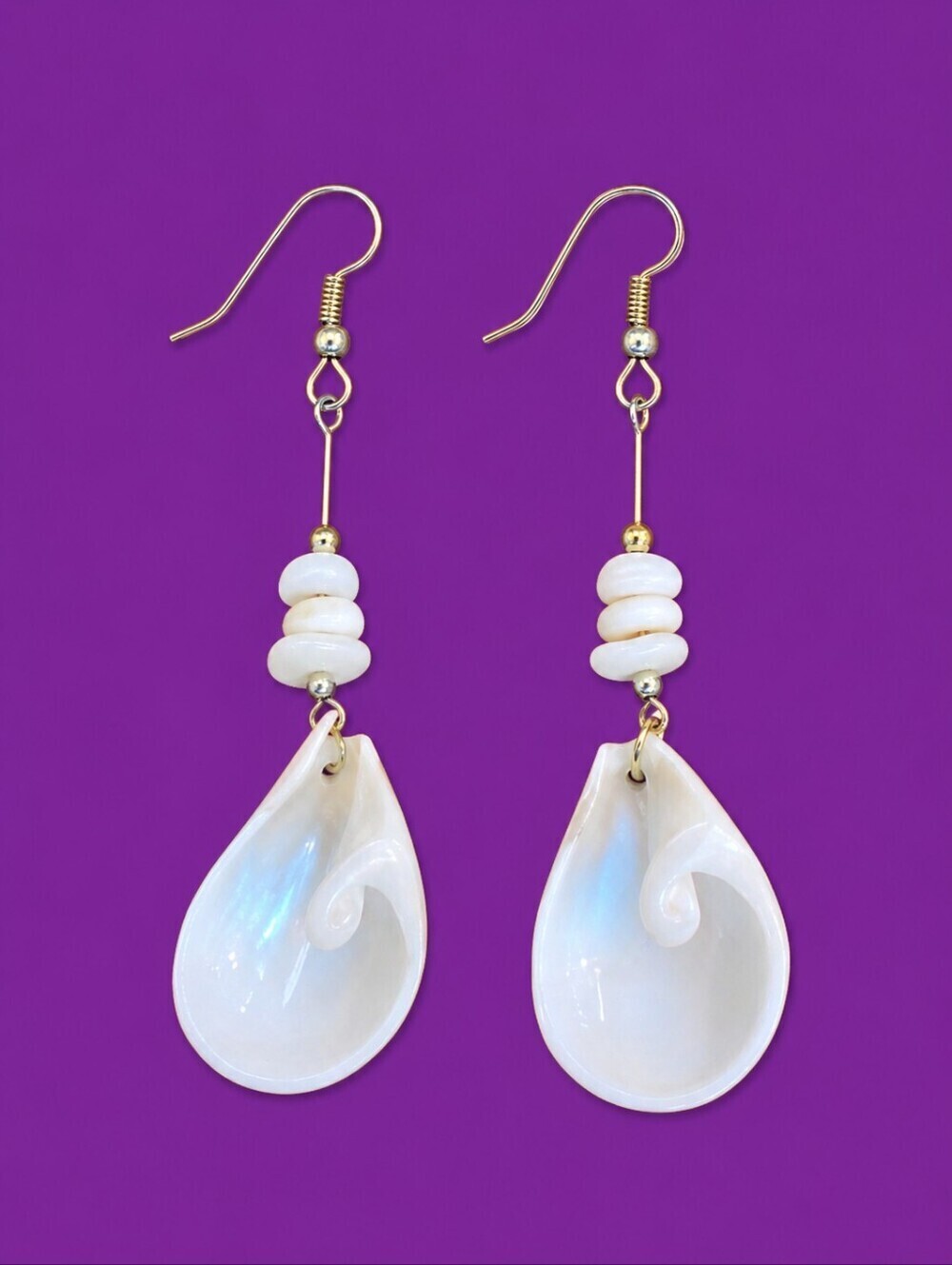Vintage Mermaidcore Fisherman Shell Dangle Hook Earrings